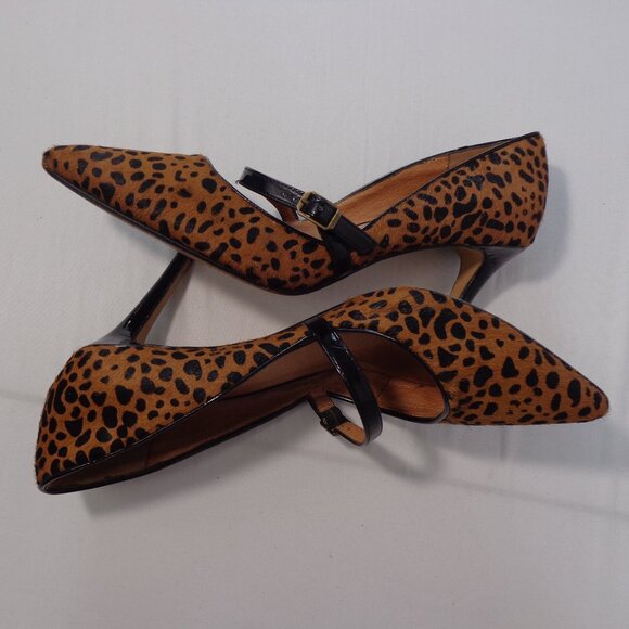 Halogen Marci Women's Calf Hair Heels Cheetah Print Mary Jane Pump Brown Size 9M - Picture 3 of 9